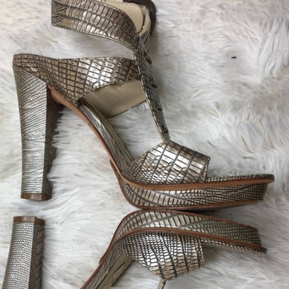 Joan & David Sz 8 Leather Open Tie Python Lace Up - image 2